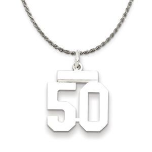 Sterling Silver Athletic Lg Polished Number 50 Necklace - 20 Inch